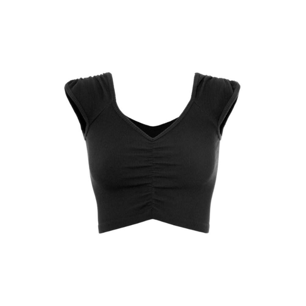 Dynamic β’ Black Ruched Crop Tee - Picture 7 of 8